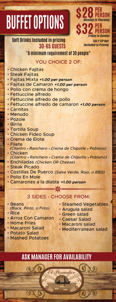 El pescador menu hotsell